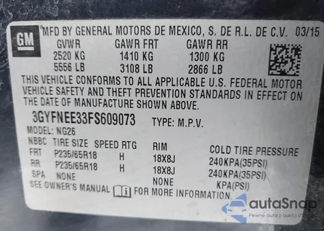 2015 Cadillac Srx Luxury Collection from USA, damaged, VIN 3GYFNEE33FS609073